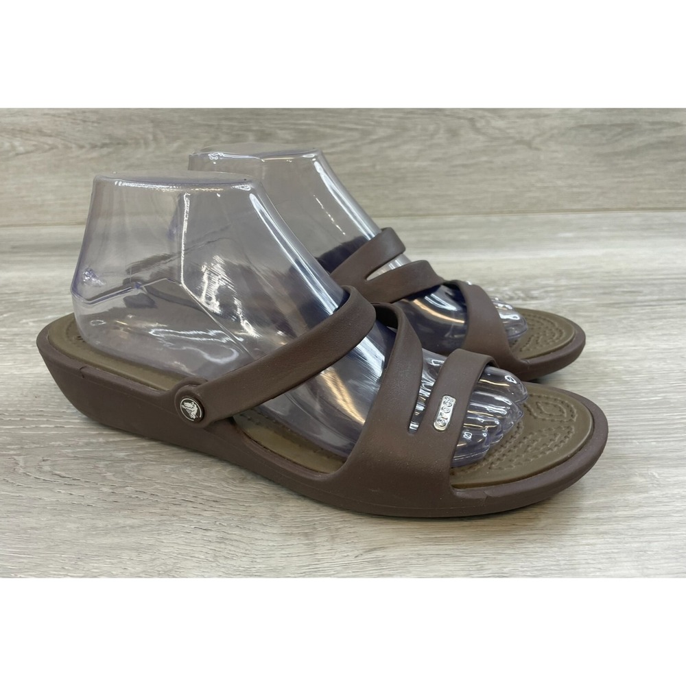 Crocs Patricia Women's Sandal Brown 10 Rubber Slip-On Open Toe Wedge Shoes